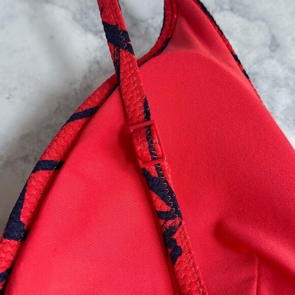 NWT Aerie Hot Pink/Coral Red Triangle bikini Top Medium w/ built in padding - Picture 8 of 10